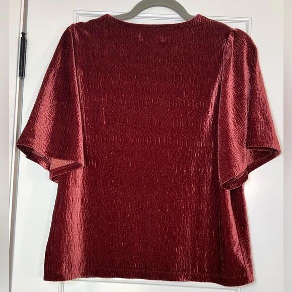 Madewell Crinkle Velvet Flutter Sleeve Short Sleeve Top (M) - Picture 2 of 3